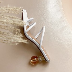 Sandali con Tacco Trasparente in Vera Pelle Bianca, Punta Aperta Quadrata, per Donne e Signore - Product Image 2