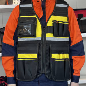 Gilet à outils en tissu Oxford jaune, grande taille 62x60, sac de travail de grande capacité pour électricien, matériel de travail du bois - Product Image 3