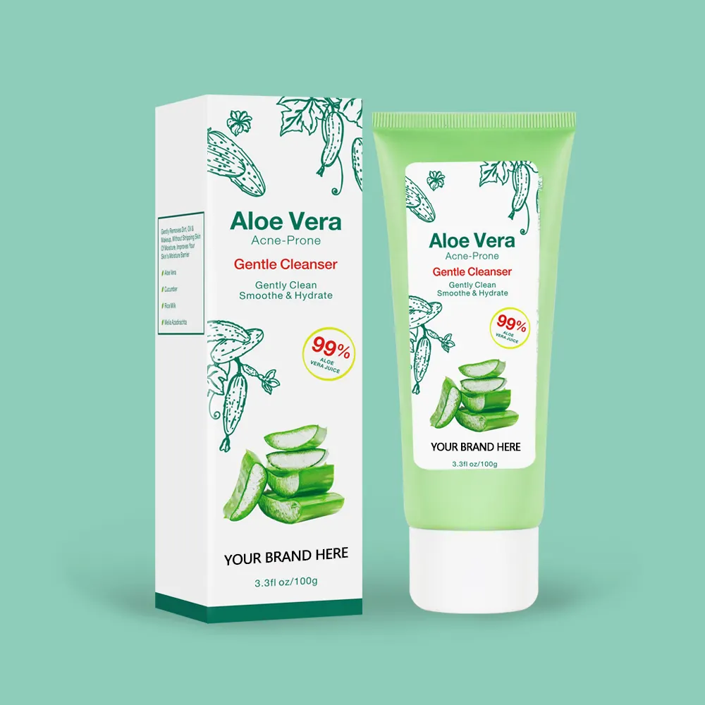 Wholesale Private Label Natural Aloe Vera Foaming Face Wash Facial Cleanser For Acne And Sensitive Skin