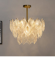 Lustre moderne en fer et verre, plafonnier semi-encastré E14, LED/incandécent, contrôle vocal par application pour salon et chambre à coucher