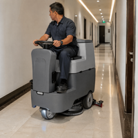 Autolaveuse industrielle autoportée 550 mm à double brosse, 24 V 100 Ah, 4000 m²/h, 70 L 80 L pour sols en béton, époxy et entrepôts