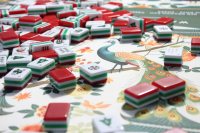 Mahjong américain gravé à 4 couches, édition de Noël 160 tuiles, avec Santa Joker et Tree Bams pour les soirées de fin d'année