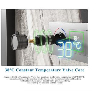 Robinet <span class=keywords><strong>de</strong></span> <span class=keywords><strong>douche</strong></span> thermostatique avec écran numérique LED moderne en laiton Ensemble <span class=keywords><strong>de</strong></span> <span class=keywords><strong>douche</strong></span> mural à 4 fonctions pour salle <span class=keywords><strong>de</strong></span> bain - Product Image 4