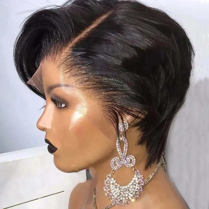 Short Pixie Cut Bob Wig Straight Human Hair 150% Density Glueless Lace Front Bob Wigs 13*6*1 Lace Frontal Wig for Black Women