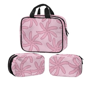 Custom Tropical Boho Flowers Tiare Flowers Print on Demand Large Capacity <b>Travel</b> Toiletries and Cosmetics <b>Bag</b> Three Piece <b>Set</b> - Product Image 4