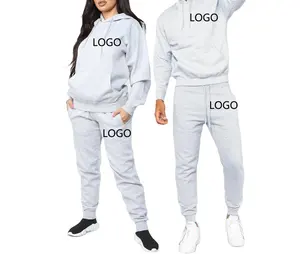 Felpe da Jogging da uomo sportive personalizzate taglie forti tute da palestra felpe con cappuccio da Jogging invernali in pile tinta unita Set di felpe con cappuccio Unisex