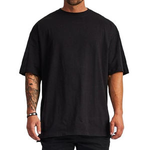 T-shirts amples et décontractés pour hommes en coton noir 100 %, 230 g/m², à épaules tombantes, coupe oversize, unis, pour l'été - Product Image 1