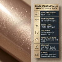 Film de protection de peinture TPU métallisé rouge perle de luxe pour voiture, 190 microns, aliphatique, faible adhérence initiale, qualité usine