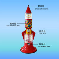 Distributeur automatique de capsules en forme de fusée, en acrylique ; Distributeur à monnayeur pour capsules et chewing-gums, adapté aux enfants