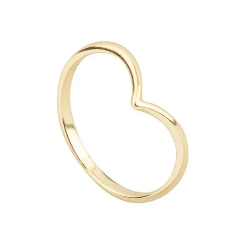 Korean version of S925 sterling silver grade simple glossy line V-shaped thin ring ring