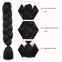 Rambut Sintetis Serat Tahan Panas 24 Inch Harga Grosir Murah, Ekstensi Rambut Kepang Jumbo Double Weft