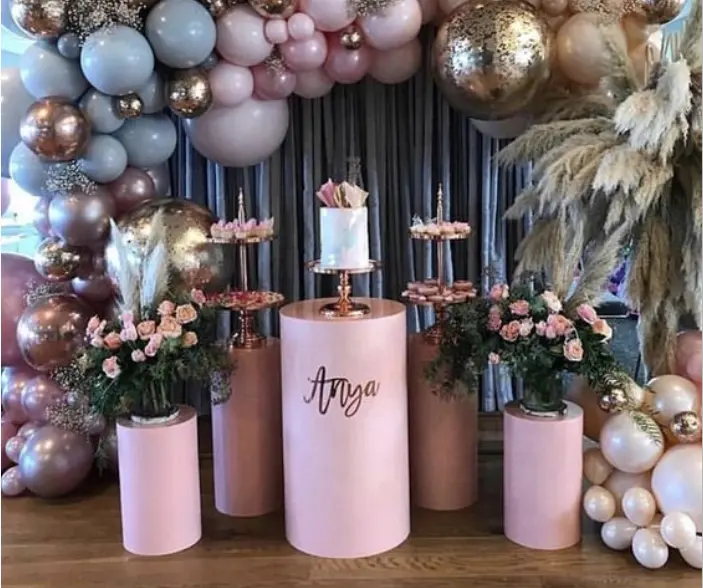 Свадебное украшение, розовые колонны Aisleway, розовые колонны для сцены в коридоре без кристаллов, уникальные свадебные тумбы для коридора