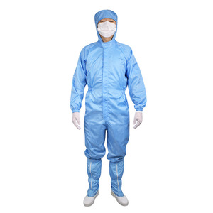 Overol Antiestático Kang Huijie con Capucha y Rayas Azules, 400g, para Uso en Cuartos Limpios de Electrónica - Product Image 1