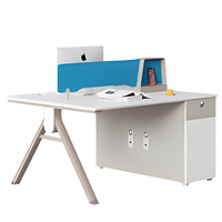 Poste de travail de bureau moderne en bois pour 2 personnes avec cloison, mobilier de direction, table pour personnel