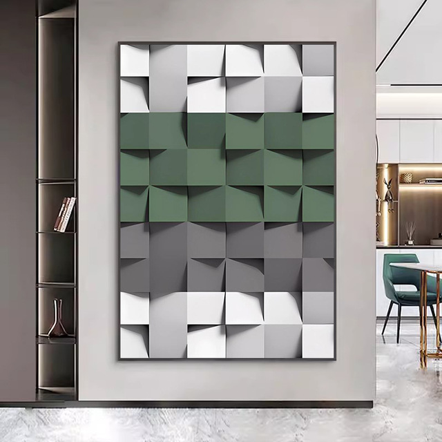 Modern Minimalist Living Room Decoration Painting Sofa Background Wall Abstract Painting Geometric Color Block Mural
