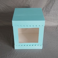 Offre Spéciale en Stock : Boîte à Gâteau Haute Transparente pour Anniversaire, Boîte à Gâteau Haute en Plastique Transparent Bleu Clair avec Fenêtre Festonnée