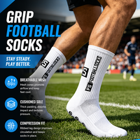Chaussettes de football respirantes en coton/polyester, chaussettes de football antidérapantes personnalisées avec logo de votre marque