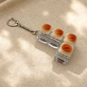 Porte-clés jouet anti-stress en plastique blanc en forme de bouton de pain vapeur, à presser au bout des doigts - Product Image 4