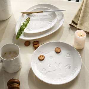 Service de table en porcelaine blanche de luxe LovingHome Hotel avec motif de lapin de Pâques en relief, résistant au four, style moderne - Product Image 3