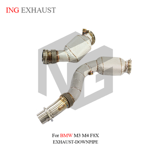 ING pour <span class=keywords><strong>BMW</strong></span> <span class=keywords><strong>M3</strong></span> M4 F80 F82 3.0T Downpipe d'échappement en acier inoxydable avec bouclier thermique, pièces de performance automobile F8X - Product Image 2