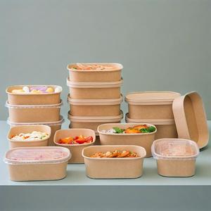 Tazón de Papel Desechable con Tapa, Platos de Papel Kraft para Llevar, Tazón de Papel Redondo al por Mayor para Comida Rápida - Product Image 1