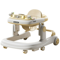 Trotteur Andador multifonctionnel 4-en-1 avec 6 roues, cadre en plastique pliable pour l'apprentissage assis-debout.
