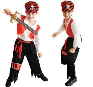 Costume de pirate <span class=keywords><strong>squelette</strong></span> classique de haute qualité en gros, costume de marin pour enfants, costume de fête d'Halloween, costume de cosplay pour garçons, polyester - Product Image 3