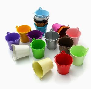 Mini Candy Colored <b>Small</b> Iron Tin Candle Bucket Succulent Pot Children Toy Bucket - Product Image 2