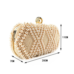 Amiqi HM14 Handmade Luxury Pearl <strong>Clutch</strong> <strong>Bags</strong> Women Purse Diamond Chain White Evening <strong>Bags</strong> <strong>for</strong> Party <strong>Wedding</strong> - Product Image 4