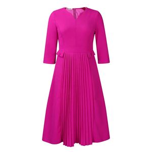 Vestido Vintage OL para Mujer Nuo, Otoño, Color Sólido, Elegante, Largo hasta el Suelo, Plisado, Chifón, Spandex, Talla Grande XL, Pedido por Encargo - Product Image 4