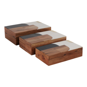 Set di Scatole Decorative Moderne in Legno con Coperchio per Gioielli e Oggetti Preziosi, Organizzatore per la Casa in Stile Rustico - Product Image 1