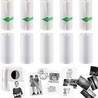 5 rouleaux de papier autocollant en vinyle imperméable pour imprimante de poche mini, rouleaux de papier pour étiqueteuse thermique portable, cadeau pour enfants
