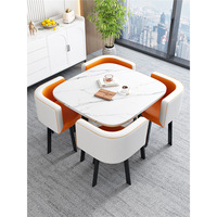 Table de négociation circulaire minimaliste moderne en MDF avec chaises, idéale pour l'accueil commercial, table de bureau et de loisirs 4 places