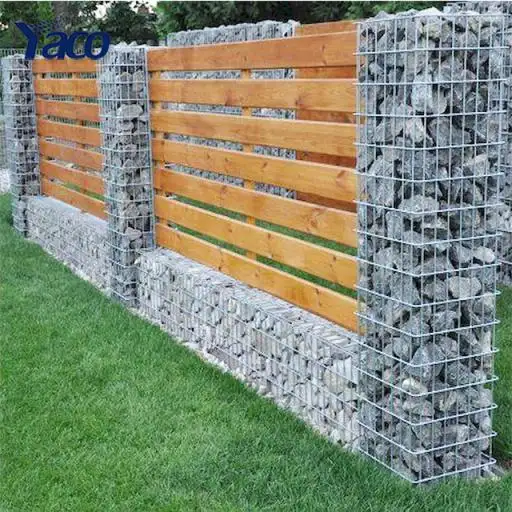 0.4x0.4x2m galvanizli kaynaklı demir tel 50x100mm Gabion sepet duvar çit adım gabyon tel örgü taş doldurun