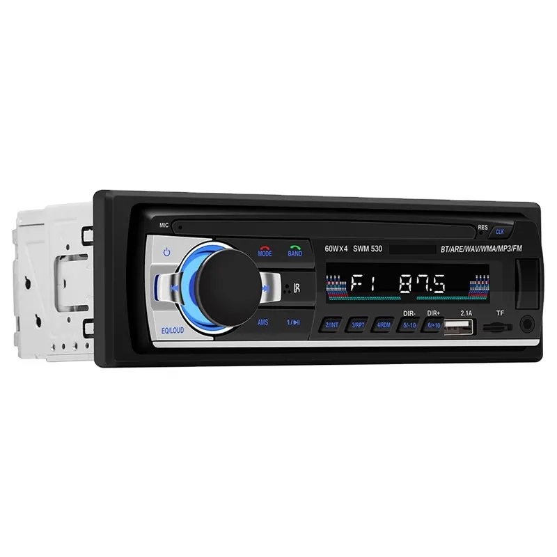 Radio de coche V2.0 estéreo 1 Din FM Aux, receptor de entrada SD Dual USB MP3 MMC WMA ISO, conector JSD-530, 12V