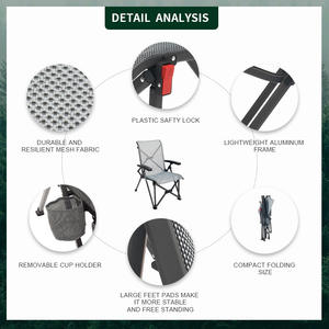 كرسي التخييم الجديد الفاخر في الهواء الطلق قابل للطي خفيف الوزن من الألومنيوم مع حامل أكواب قابل للإزالة - Product Image 5