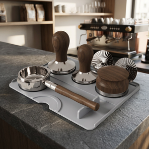 Esunse 1PCS Tapis de tassage et station à café en silicone réutilisable, design carré classique, antidérapant pour baristas - Product Image 3
