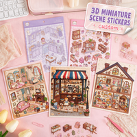 Kit d'autocollants de scène miniature 3D personnalisés, ensemble superposé DIY Kawaii Cozy, scrapbooking anti-stress