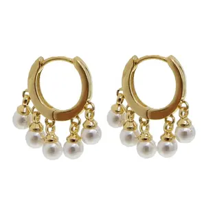 fashion jewelry cute lovely design for girl women 5 pcs fresh pearl bead charm hoop earring