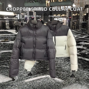 <b>Women</b> Cropped Puffer Zip Up Quilted <b>Jacket</b> Winter Casual Outerwear - Product Image 2