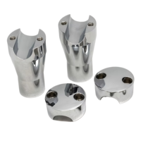Support de Guidon de Moto Usiné CNC sur Mesure en Aluminium Anodisé Argenté avec Composants Chromés Durs