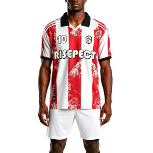 Soccer Uniform Sets Athletic Fit with Professional Stitching Football Jersey, Retro Striped Design, Essential for Club - Product Image 1