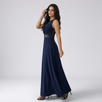 Vestido Maxi de Mujer con Encaje y Corte en A, Nudo Retorcido en la Cintura, Estampado Floral, Romántico, Elegante, Sexy, para Fiesta de Cumpleaños o Graduación