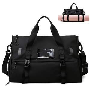 女式时尚便携式聚酯健身房和瑜伽行李袋多用途过夜旅行带鞋隔层 - Product Image 1