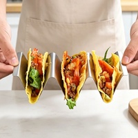 Support à tacos en acier inoxydable poli miroir, design réversible en U, support à 3 fentes, résistant à la chaleur, compatible lave-vaisselle