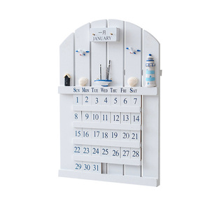 Calendario Perpetuo de Madera Estilo Mediterráneo, Decoración de Pared Rectangular de MDF, Diseño Escénico, Paquete Individual - Product Image 4