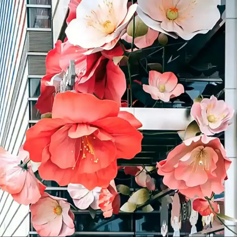 X251 Store 전면 장식 레이아웃 야외 방수 종이 거대한 꽃 수제 양귀비 꽃 장식품