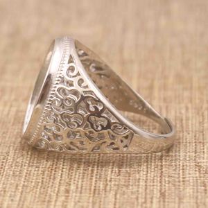 Sterling Silver 13*18/14*17/18*23/18*25mm Semi Mount Man <strong>Ring</strong> <strong>Blank</strong> Bezel Setting S925 Base Without Center Stone for DIY Inlay - Product Image 5