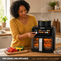 Nouvelle Conception 2-en-1 : Friteuse à Air et Four à Micro-ondes Électrique Domestique, Grande Capacité, Écran Tactile Numérique, Facile à Utiliser