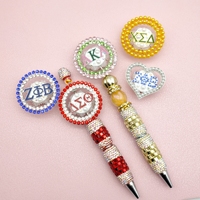 51302 Meilleures ventes : Accessoires DIY pour stylos, lettres en strass, perles en alliage plaqué creux avec diamants, perles lettres OES Sororité Grecque